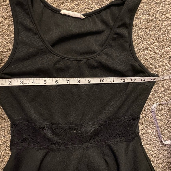 Wild Daisy Fairycore Goth Grunge Whimsigoth Black Lace Embossed Skater Dress - Picture 7 of 10